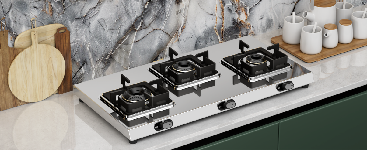 | 3 Burner Stainless Steel Gas Stove | 5 Year Body & Burner