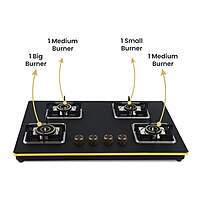 Shine Gold Four Burner Gas Stove | Hob Top Auto Ignition