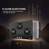 Slimmest Magnite 3 Burner Glass Hob Top Cooktop Manual Ignition